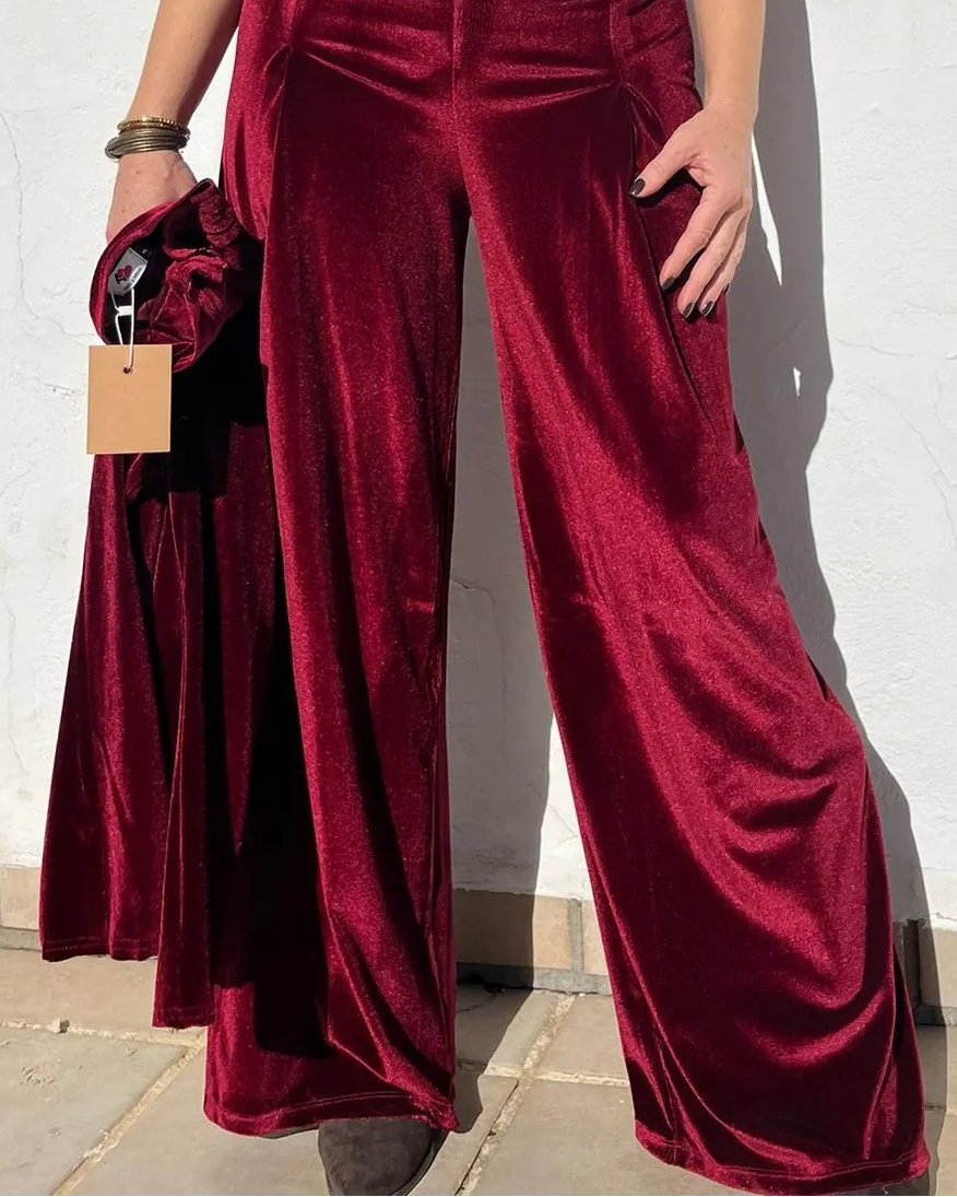 Pantalón de terciopelo color granate