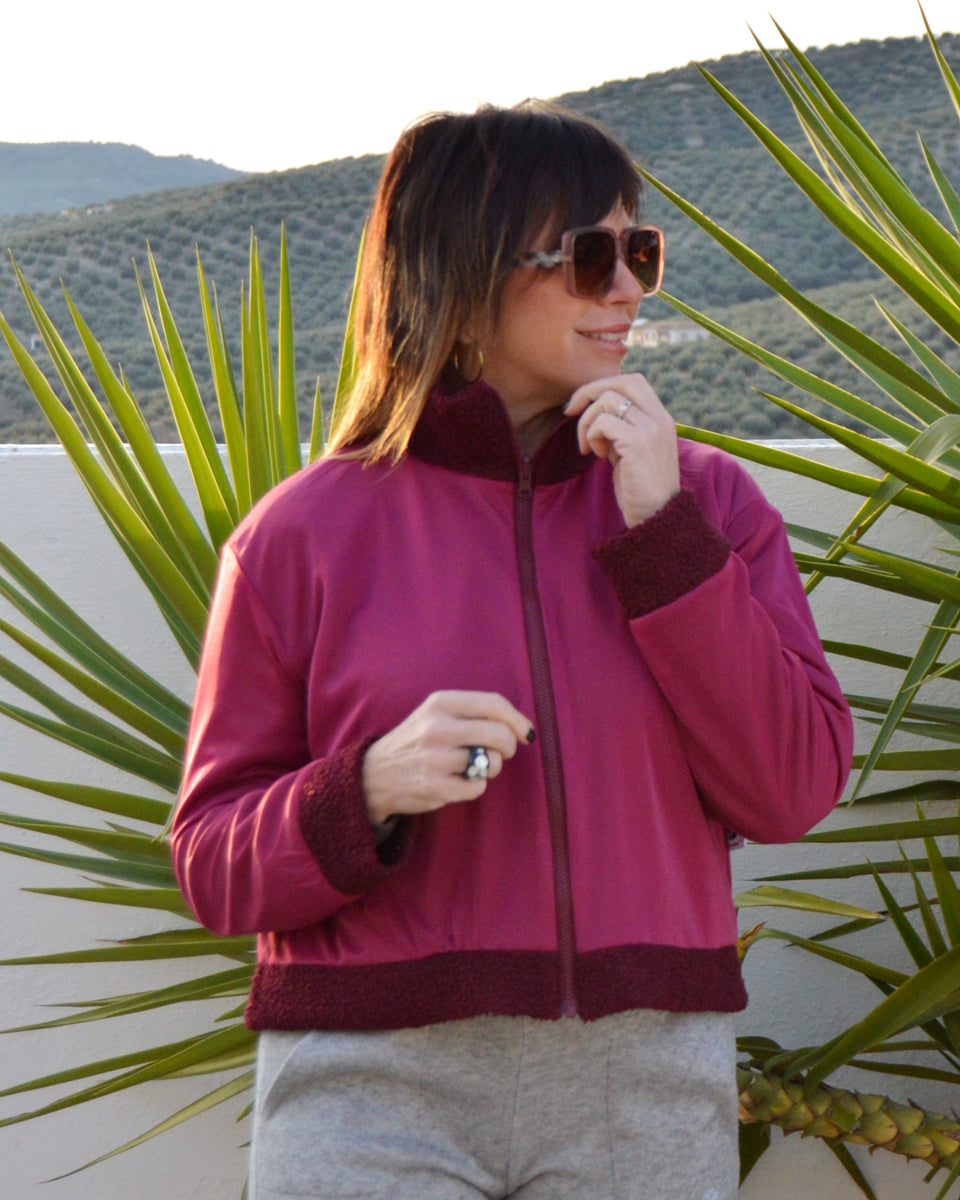 Chaqueta Borreguito Granate - Parte Frontal Reversible